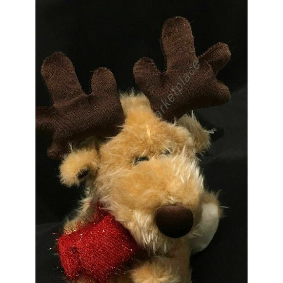 7" Sitting Dan Dee Shimmery Holiday Moose with Red Scarf - Picture 2 of 7